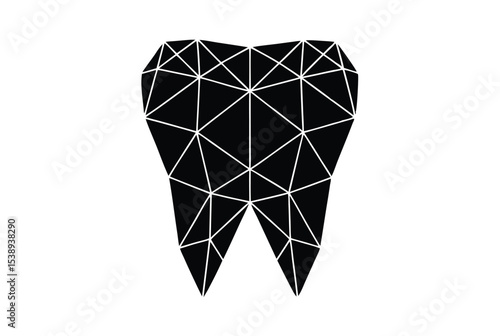 Tooth low poly graphic vector silhouette dental symbol geometric tooth shape low poly icon art