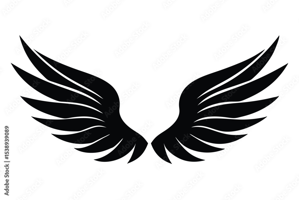 Fototapeta premium Wings icon silhouette simple design vector illustration for logo branding and creative use