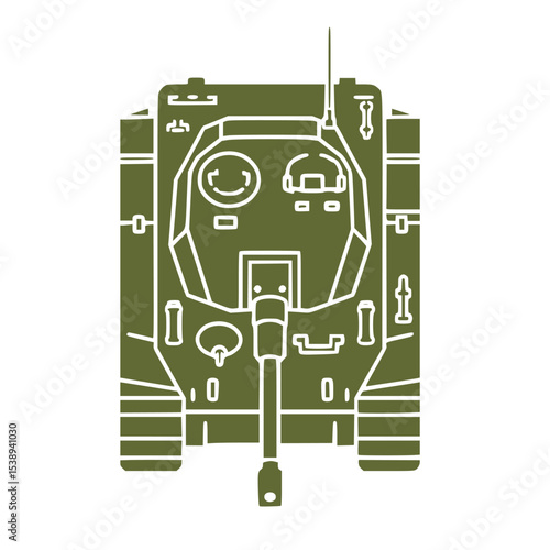 Detailed Outline of a Military Tank in Olive Drab