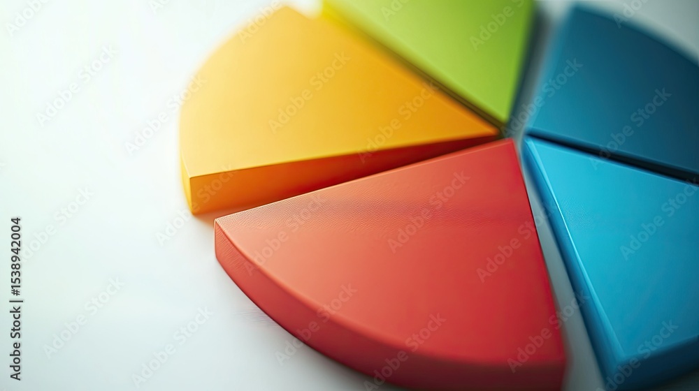 Fototapeta premium Colorful pie chart segments on a white background.