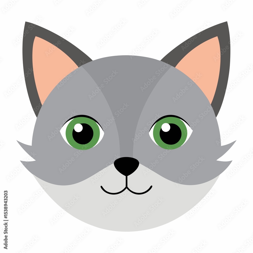 Cute gray cat face icon isolated on white background Cute gray cat face icon isolated on white background
