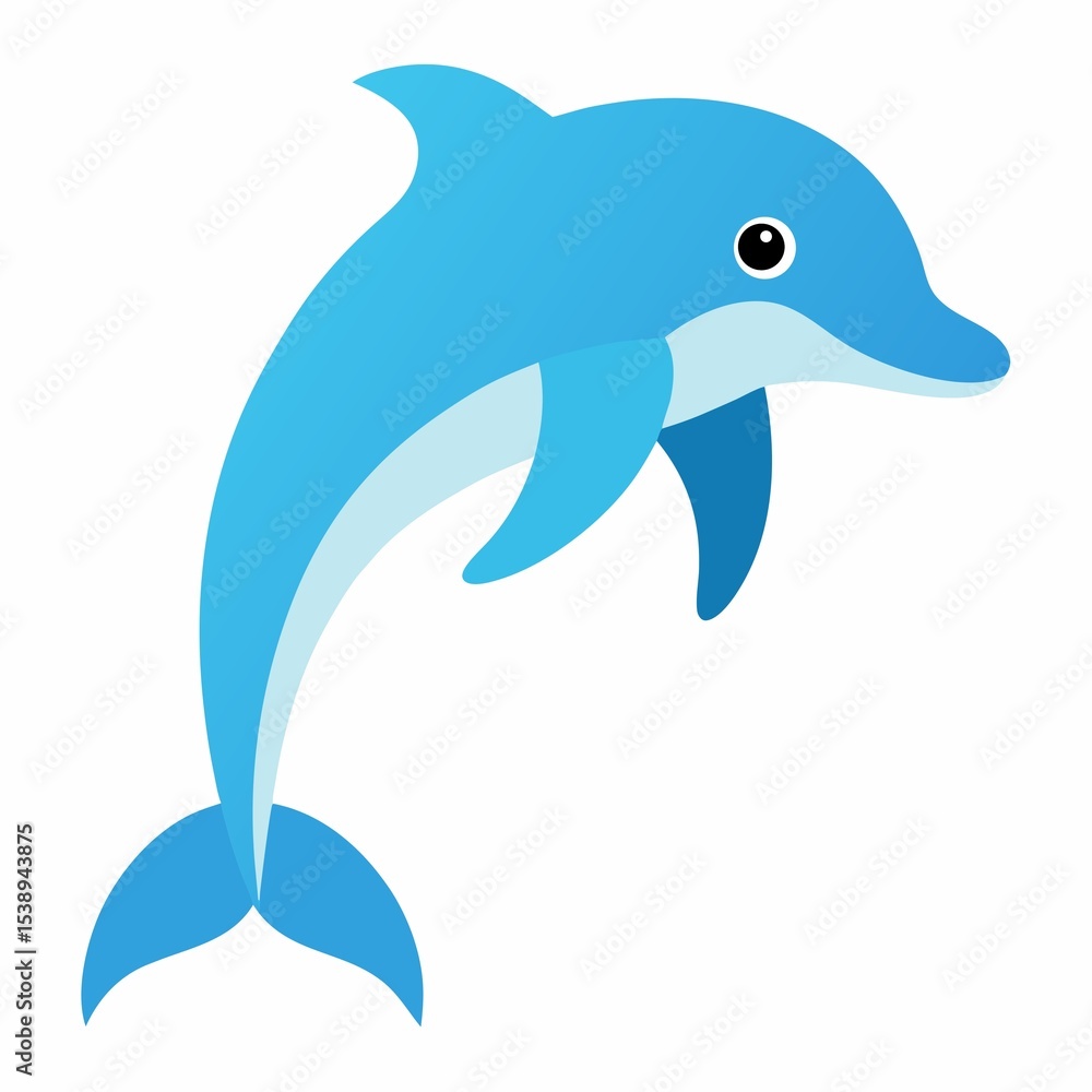Fototapeta premium Cartoon dolphin illustration isolated on white background