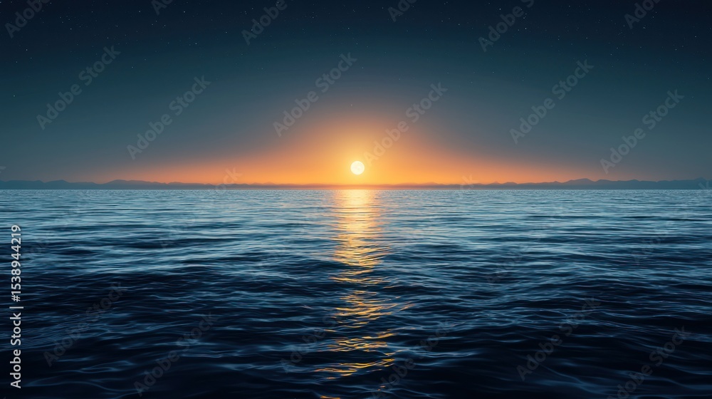 Obraz premium Sunrise over a tranquil ocean. Vast horizon