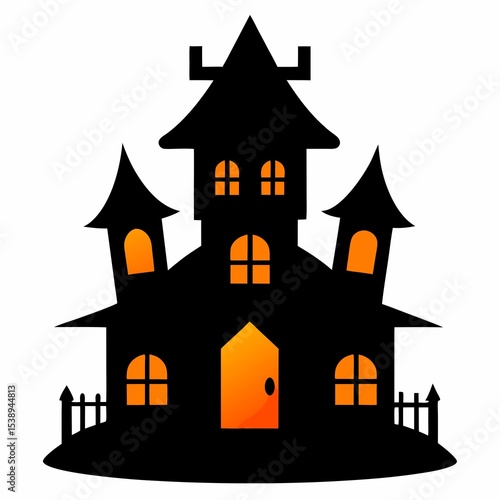 Wallpaper Mural Halloween haunted house silhouette isolated on white background Torontodigital.ca