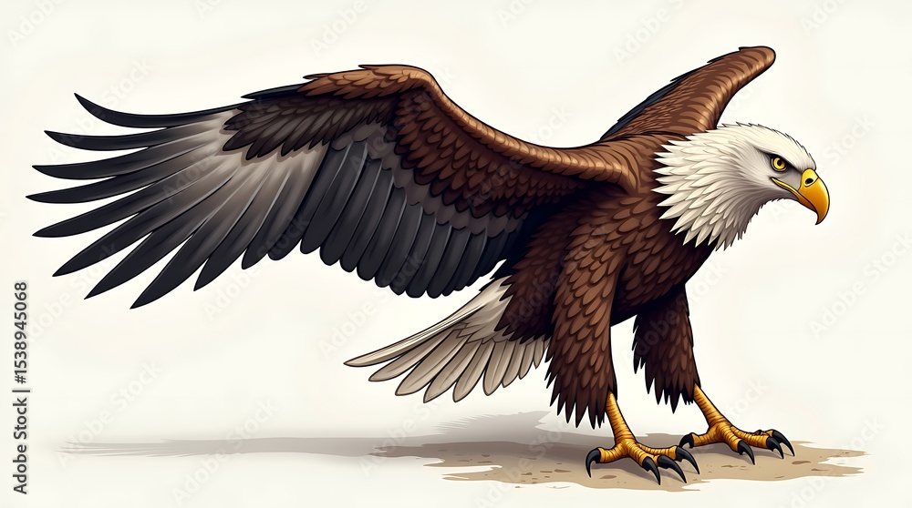 Obraz premium Detailed eagle vector art: Illustration with realistic texture, feather details, and subtle highlights for impactful designs.