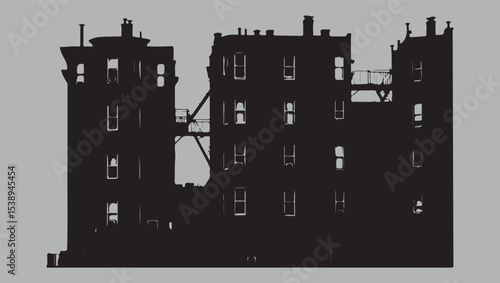 Silhouette of a Destroyed Building