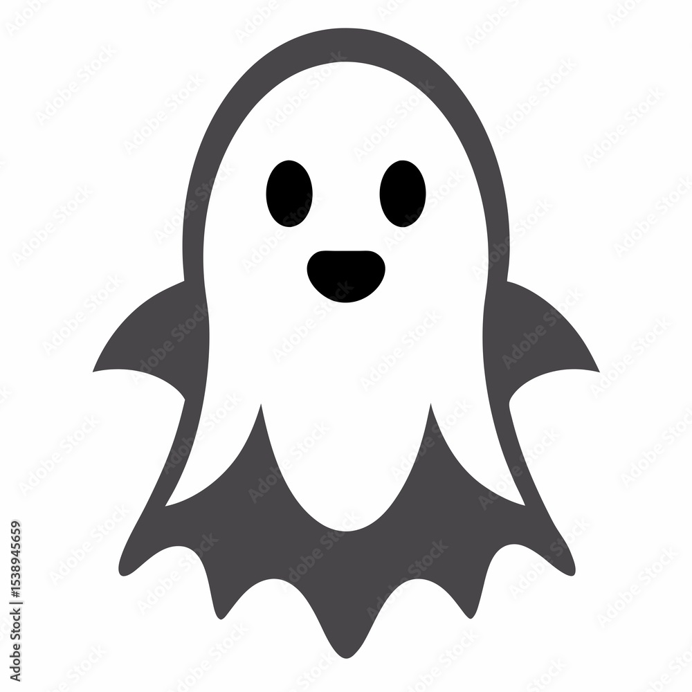 Happy cartoon ghost icon isolated on white background Happy cartoon ghost icon isolated on white background