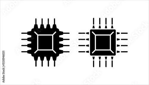  Micro chip icon set. isolated on white background