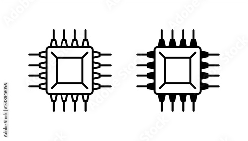  Micro chip icon set. isolated on white background