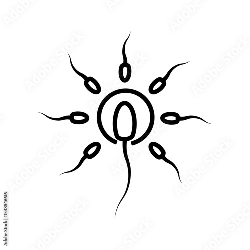 Male sperm fertilize female egg icon, ON WHITE BACKGROUND
