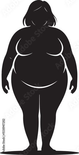 Silhouette of Overweight Woman Standing with Arms at Sides