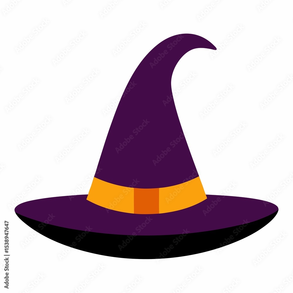 Naklejka premium Purple witch hat halloween costume isolated on white background