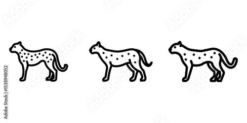 cheetah outline or line icon design bundle.