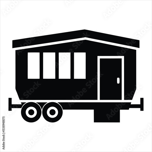 Black Mobile Home or Construction Trailer Icon