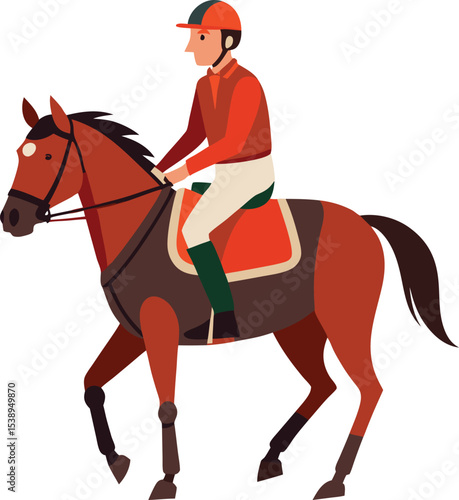 A running horse with a man isolated on transparent background, horse and jockey, horse and rider