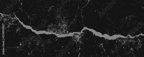 Cracked black surface with intricate gray pattern revealing texture and depth
