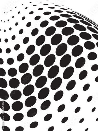 Abstract black and white halftone pattern with ellipse shapes creating a 3d effect on a white background