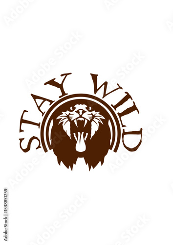 citation stay wild lion rugissant gueule ouverte
