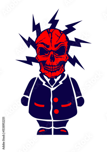 tete de mort eclair costume halloween debout personnage cravate