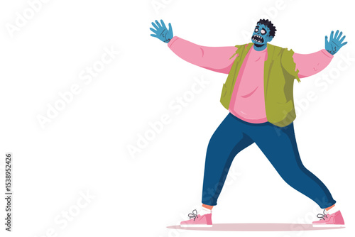Funny Halloween zombie character vector for spooky holiday designs