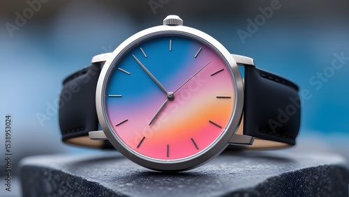 Wallpaper Mural Minimalist Gradient Watch on Concrete Block 
 Torontodigital.ca