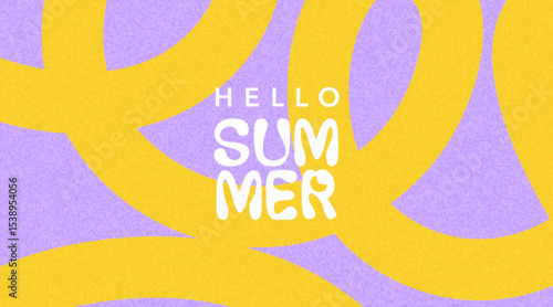 Summer abstract background with bright yellow hand drawn lines. Modern art minimalist style design template for sales, horizontal poster, header, cover, social media,