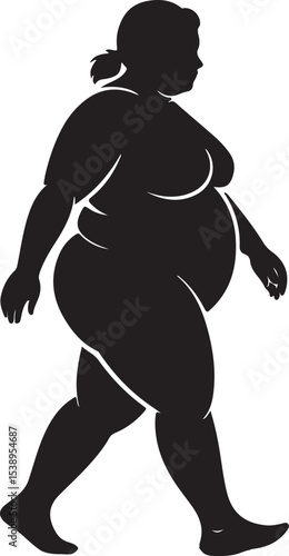 Silhouette of Overweight Woman Walking