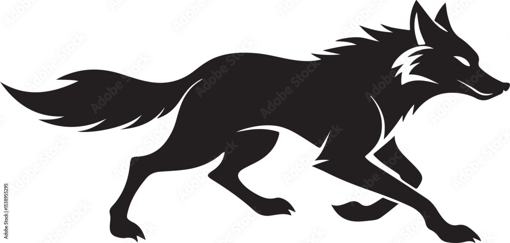 Obraz premium running wolf silhouette