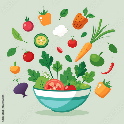 Wallpaper Mural A variety of fresh vegetables mid-air above a salad bowl with a clear transparent background, AI Generated 
 Torontodigital.ca