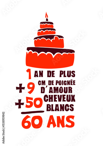 60 ans poignee amour cheveux blanc addition anniversaire