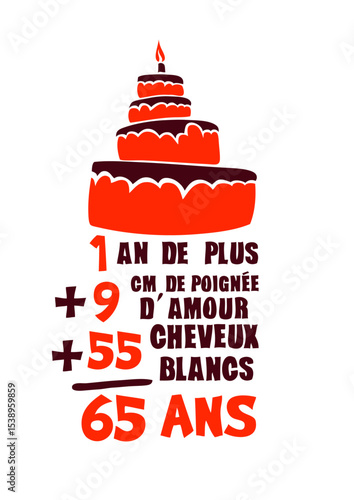 65 ans poignee amour cheveux blanc addition anniversaire