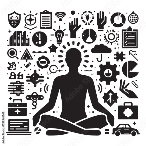 Stress Relief & Mental Workflow Infographic - Brain Productivity Icons