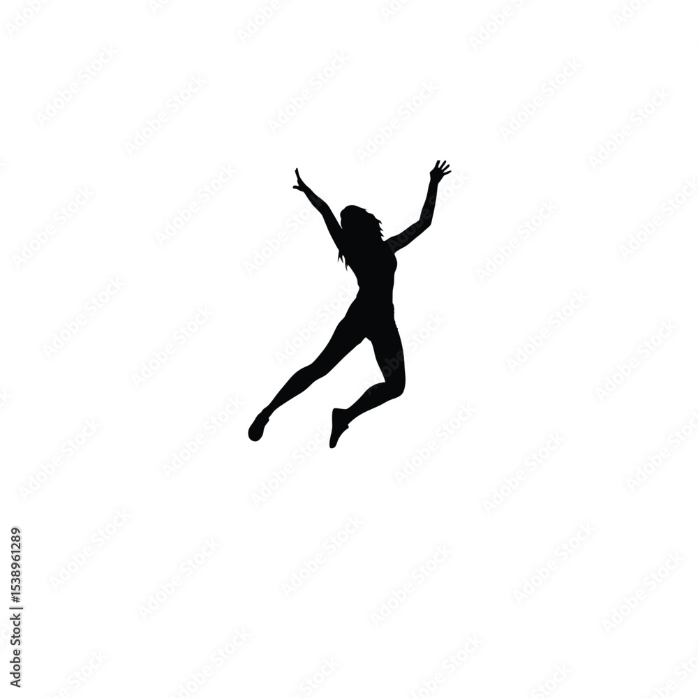 woman doing jumping jacks silhouette on white background woman doing jumping jacks silhouette on white background