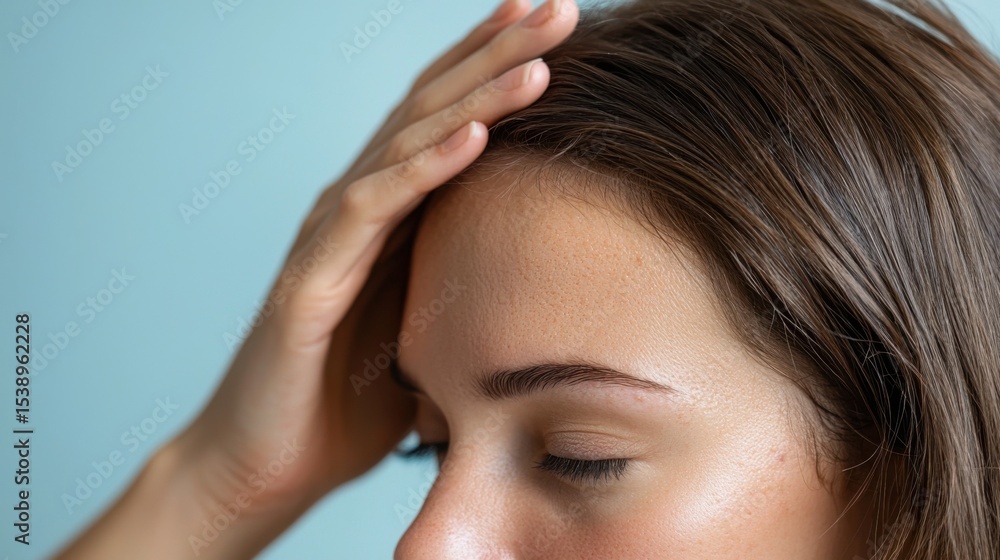 Detailed close-up image showcasing the textural and visual characteristics of seborrheic dermatitis, a common inflammatory skin condition affecting the scalp. Detailed close-up image showcasing the textural and visual characteristics of seborrheic dermatitis, a common inflammatory skin condition affecting the scalp.