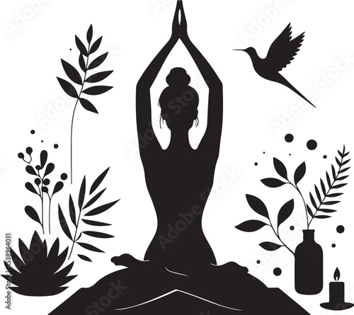 yoga female silhouette vector