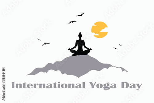 International Yoga Day Meditation - Mountain Peak Yogi Ink-Wash Art