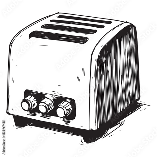 Minimalist Toaster Silhouette Vector Illustration – Kitchen Appliance Icon for Cooking Tools, Breakfast Design, Home Electronics, Bakery Ads, and Modern Food Concept Art Projects