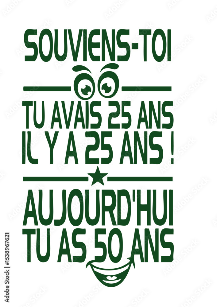 Naklejka premium 50 ans souvenir anniversaire smiley