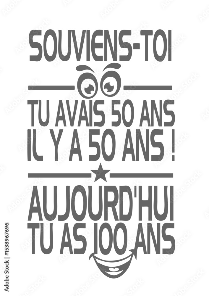 Fototapeta premium 100 ans souvenir anniversaire smiley