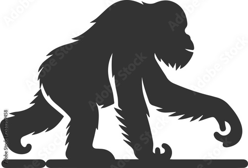 Vector illustration of a orangutan animal drawing silhouette