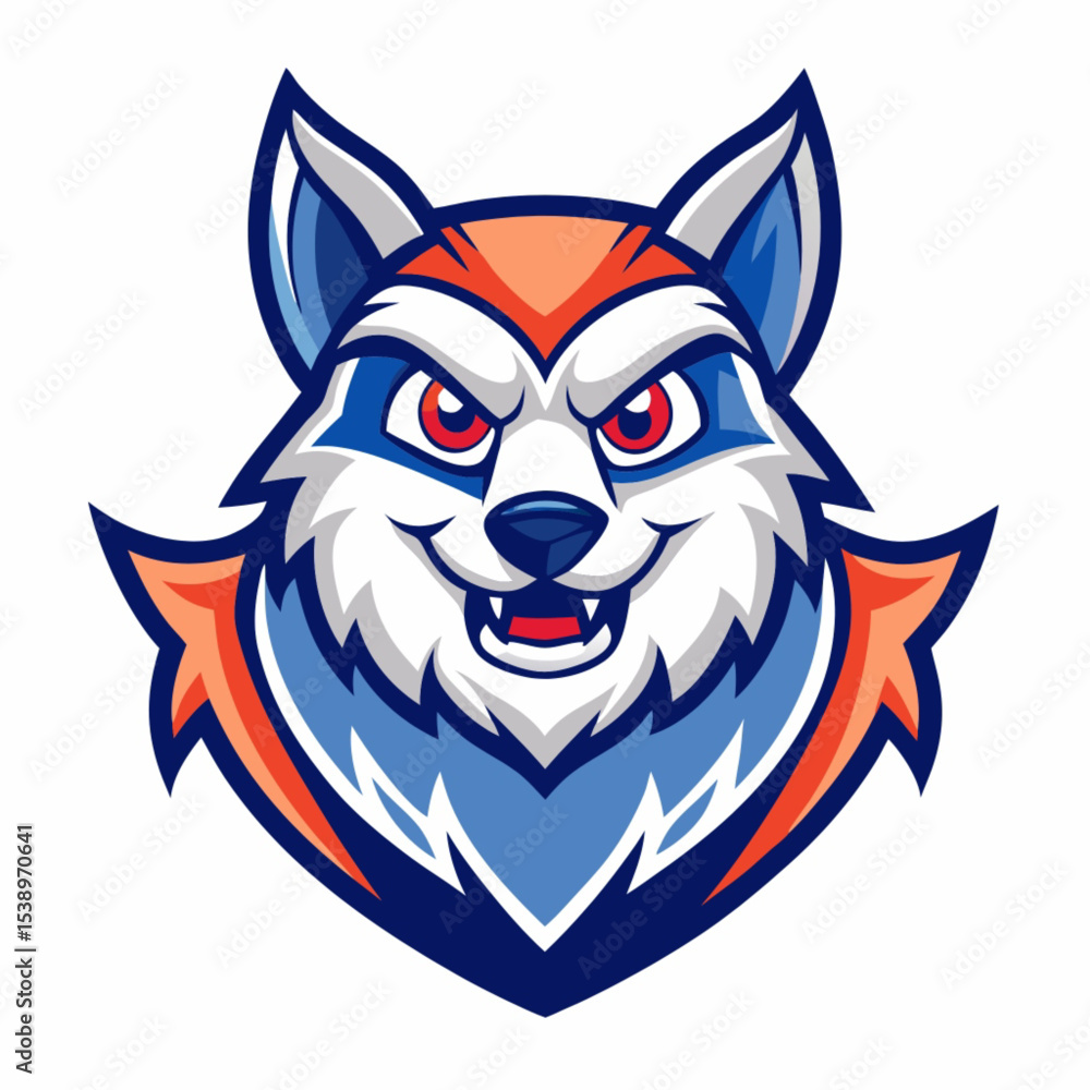 Fototapeta premium Angry wolf head mascot vector illustration, a wild animal design perfect for a tattoo or tribal art symbol