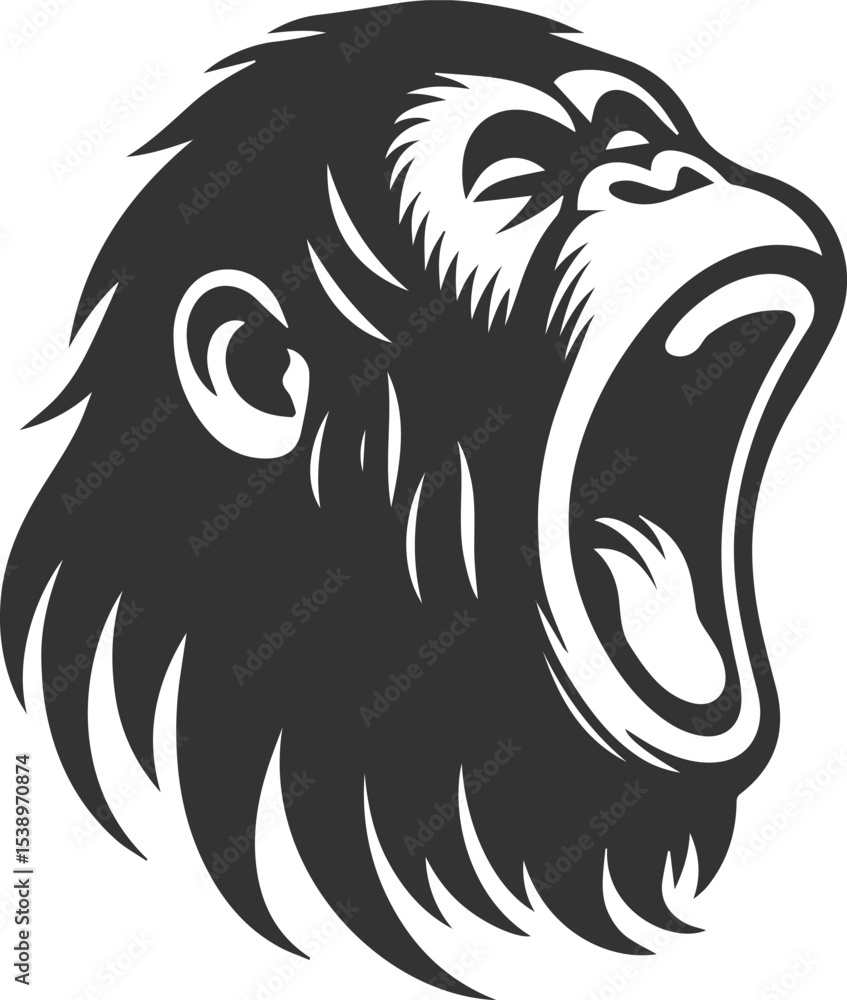 Fototapeta premium Vector illustration of a orangutan animal drawing silhouette