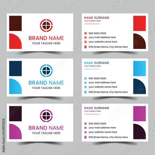 Corporate business card design template set.
