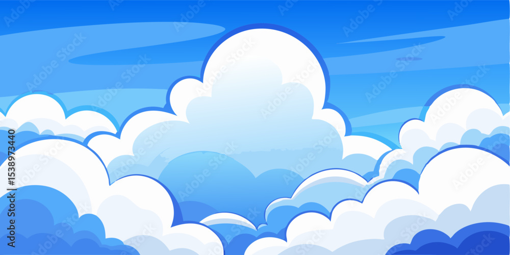 Cartoon Cloudy Sky with Fluffy Clouds Vector Design for Creative Projects Cartoon Cloudy Sky with Fluffy Clouds Vector Design for Creative Projects