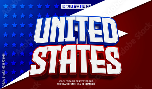 Editable 3d text style effect - United States text effect Template