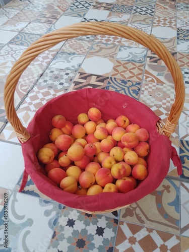 Apricot Fruit in Wicker Basket