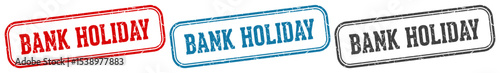 bank holiday stamp. bank holiday rectangular stamp set isolated on white background