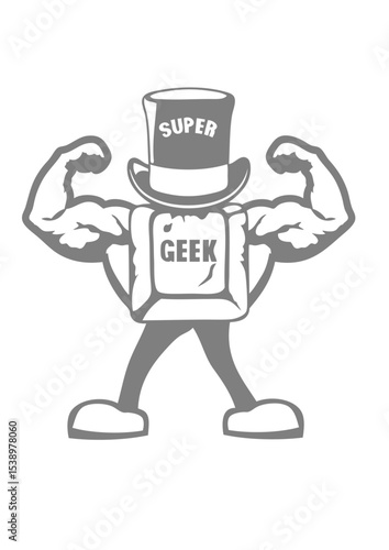 super geek personnage touche muscle