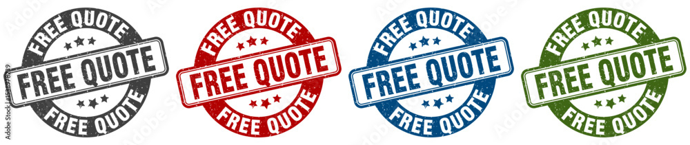 free quote stamp. free quote round stamp set isolated on white background free quote stamp. free quote round stamp set isolated on white background