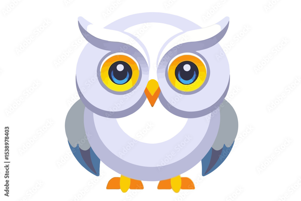 Obraz premium Cute Cartoon Owl Illustration-Whimsical Owl Graphic with Big Eyes-Adorable Animal Design-Perfect for Kids and Nature Lovers-High Resolution Owl Clipart